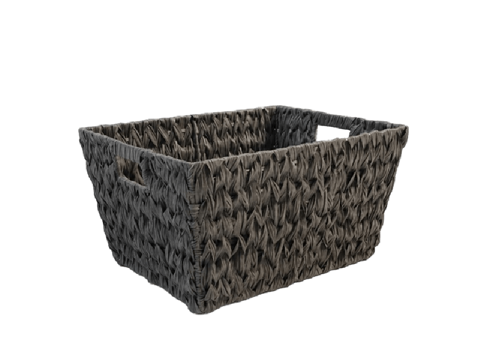Exquisite Rectangular PE Resin Fishbone-Weaving Storage Basket with Cut-out Handles